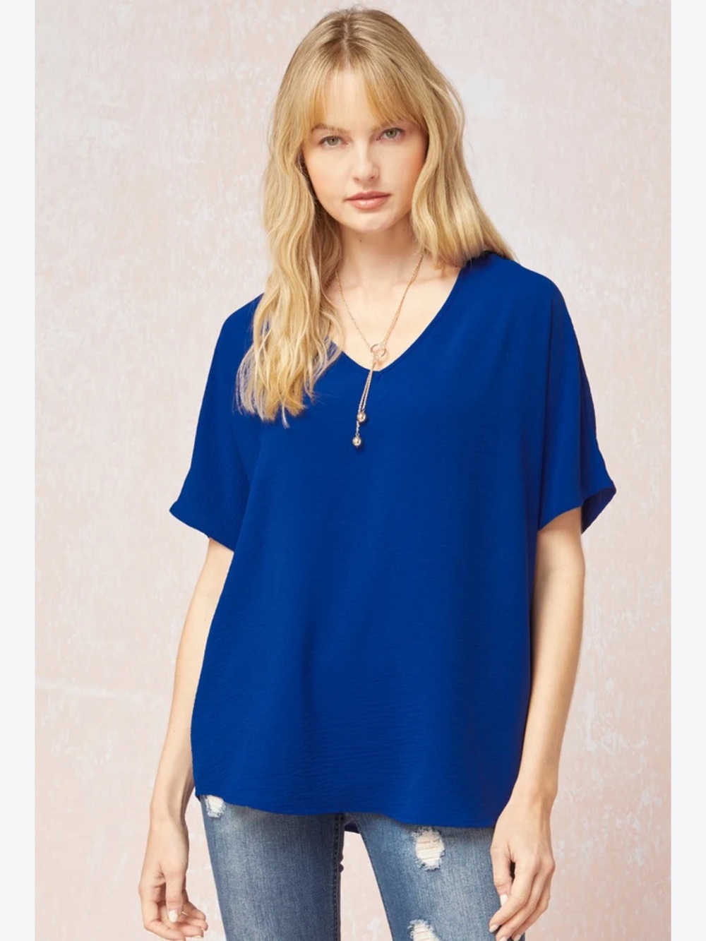 Entro Royal Solid V-Neck Top